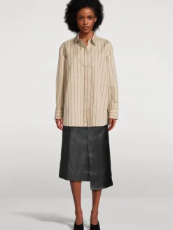 Addy Cotton Silk Poplin Shirt In Stripe Print
