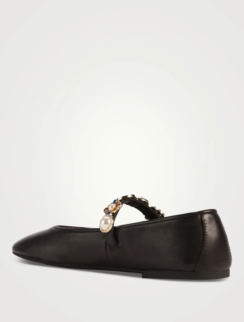 Amarissa Embellished Leather Mary Jane Ballet Flats