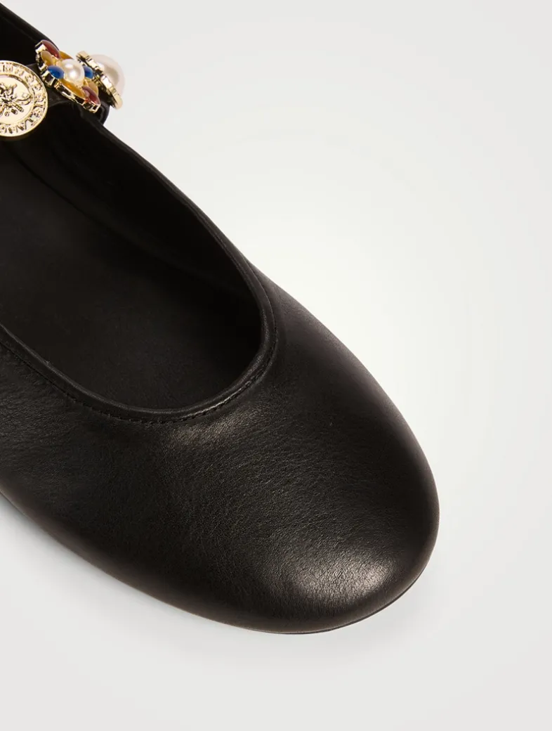 Amarissa Embellished Leather Mary Jane Ballet Flats