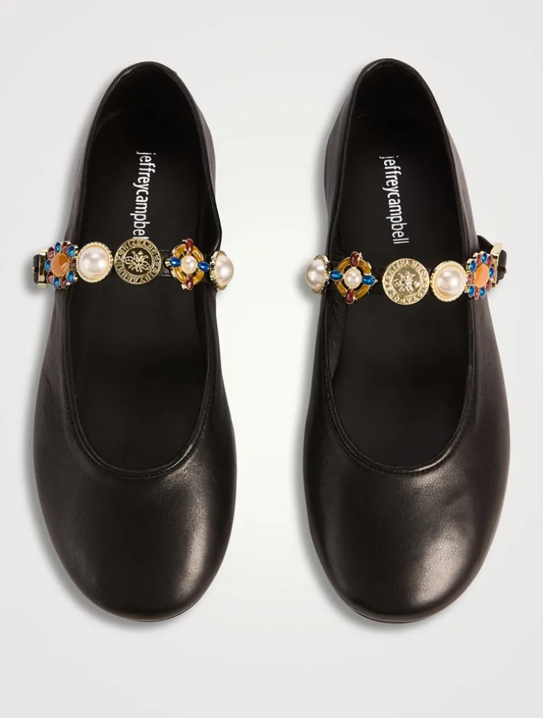 Amarissa Embellished Leather Mary Jane Ballet Flats