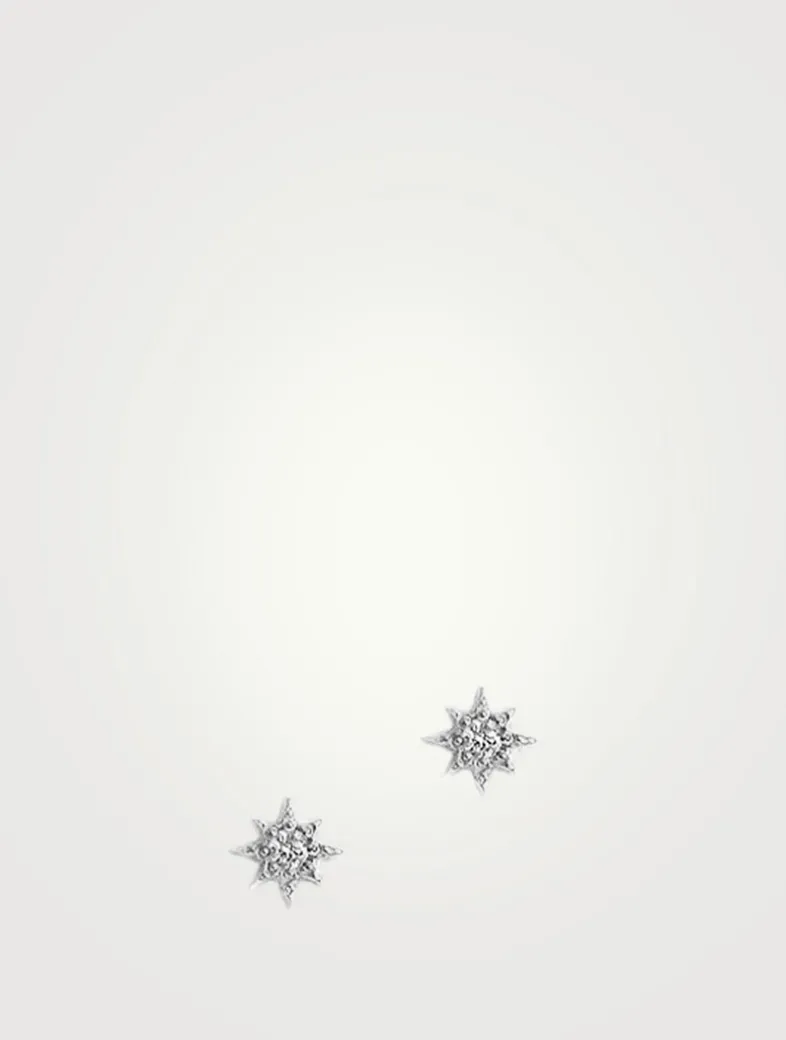 Aztec Silver North Star Stud Earrings With White Sapphire