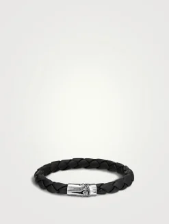 Bamboo Station Leather And Sterling Sterling Silver Bracelet