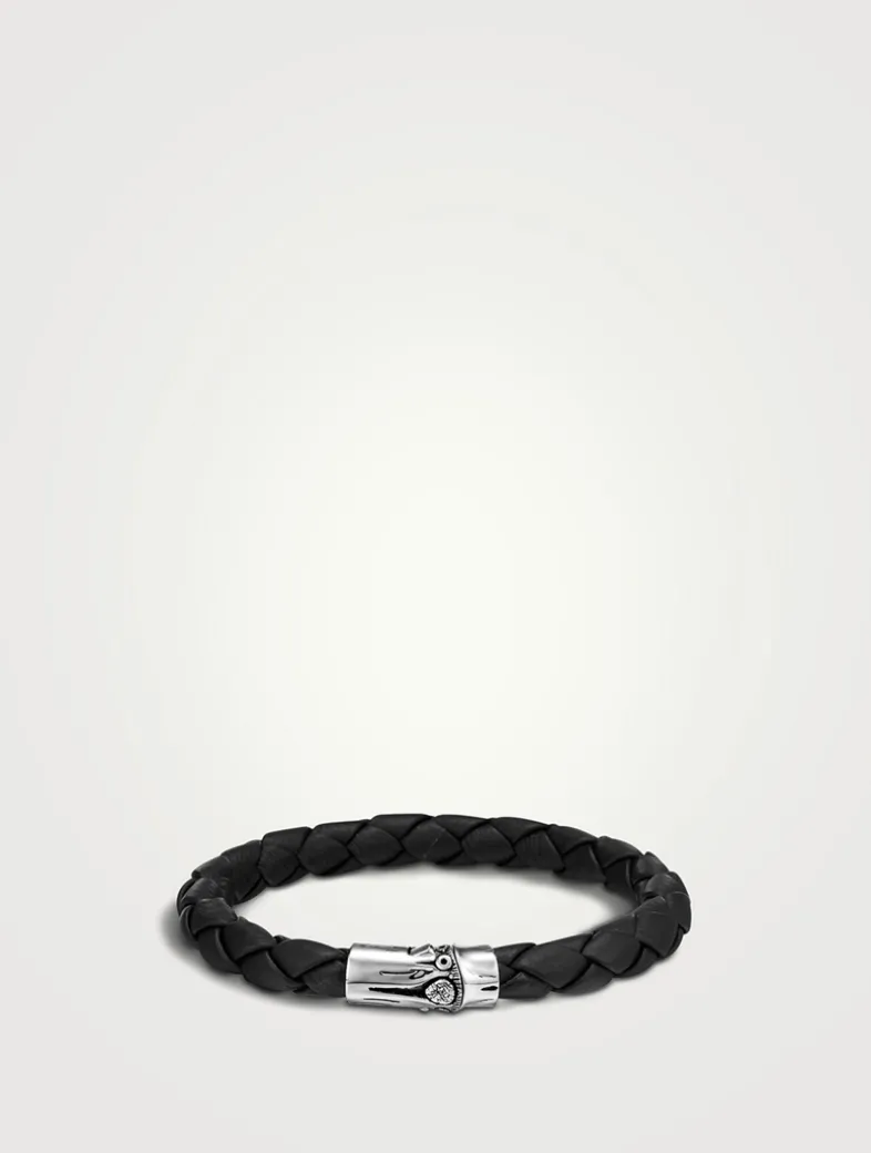 Bamboo Station Leather And Sterling Sterling Silver Bracelet