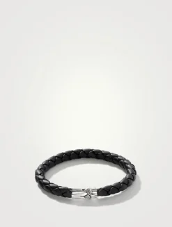 Bamboo Station Leather And Sterling Sterling Silver Bracelet