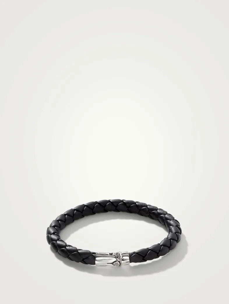 Bamboo Station Leather And Sterling Sterling Silver Bracelet