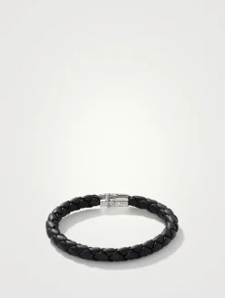 Bamboo Station Leather And Sterling Sterling Silver Bracelet