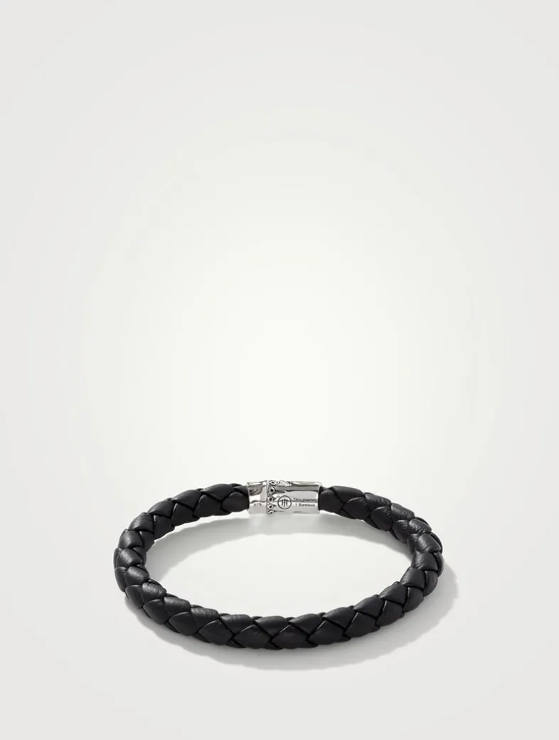 Bamboo Station Leather And Sterling Sterling Silver Bracelet