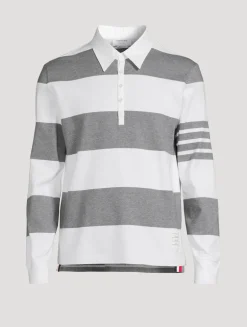 4-Bar Striped Rugby Polo Shirt