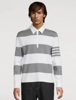 4-Bar Striped Rugby Polo Shirt