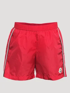 Bicolour-Trim Swim Shorts