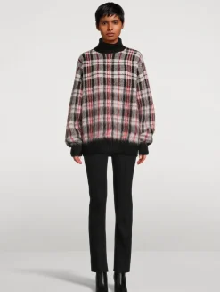Brushed Plaid Turtleneck Sweater