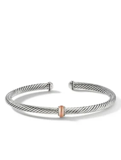 Cable Classics Center Station Bracelet In Sterling Silver With 18k Rose Gold