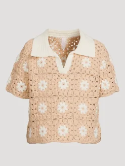 Cascadian Cotton Crochet Polo Shirt
