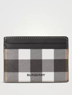 Check And Leather Card Case