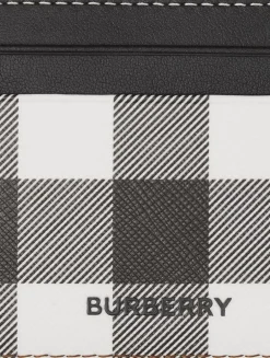 Check And Leather Card Case