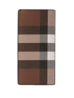 Check And Leather Continental Wallet