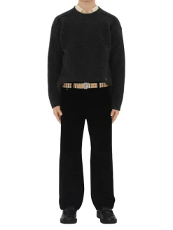 Check And Leather Reversible Tb Belt