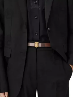 Check And Leather Reversible Tb Belt