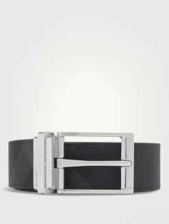 Check And Leather Reversible Belt