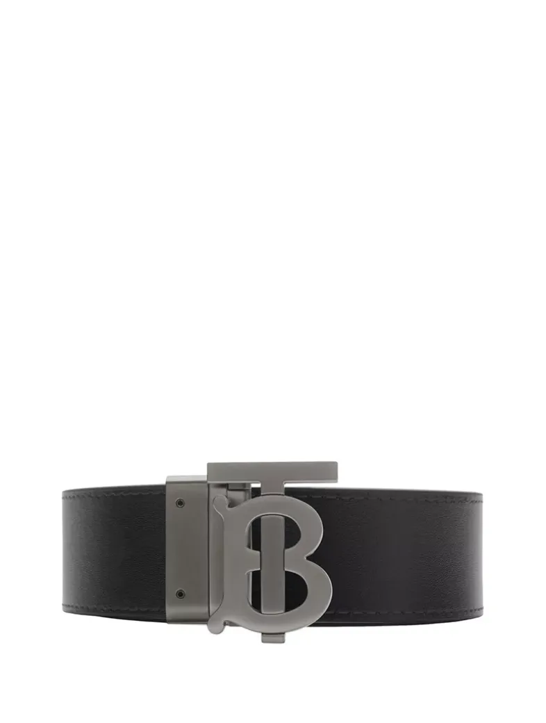 Check And Leather Reversible Tb Belt