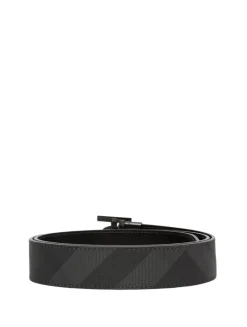 Check And Leather Reversible Tb Belt