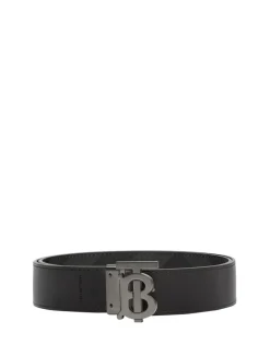 Check And Leather Reversible Tb Belt