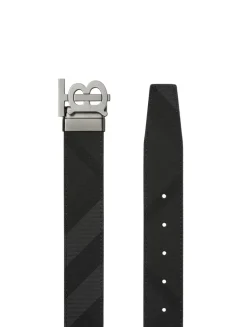 Check And Leather Reversible Tb Belt