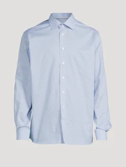 Contemporary-Fit Twill Shirt In Micro Print