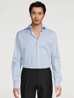 Contemporary-Fit Twill Shirt In Micro Print