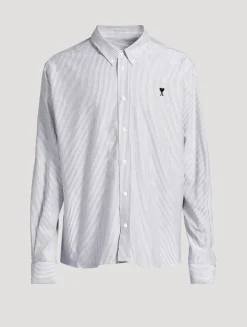 Cotton Oxford Shirt In Striped Print
