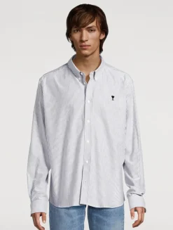 Cotton Oxford Shirt In Striped Print