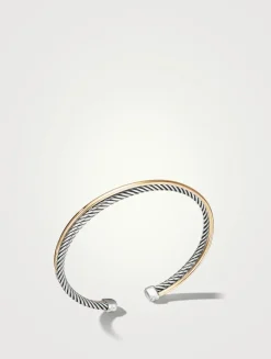 Crossover Bracelet In Sterling Silver With 18k Yellow Gold