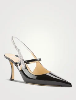 Cube Patent Leather Slingback Pumps