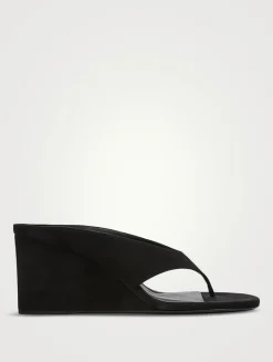 Cube Suede Wedge Thong Mules