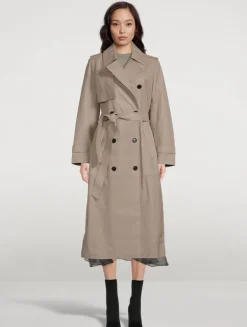 Gael Belted Leather Trench Coat