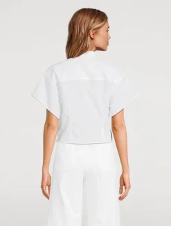 Gretchen Twist-Front Poplin Shirt