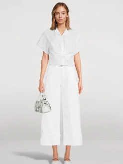 Gretchen Twist-Front Poplin Shirt
