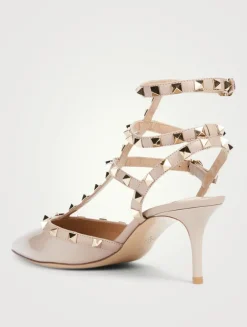 Rockstud Patent Leather Ankle-Strap Pumps