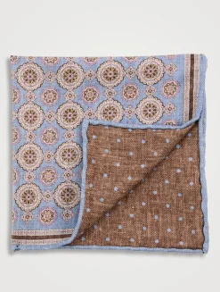 Selby Silk Pocket Square In Geo Print