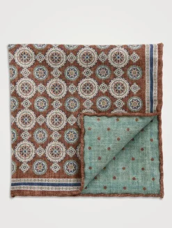 Selby Silk Pocket Square In Geo Print