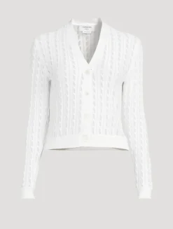 Silk Cotton Cable-Knit Cardigan