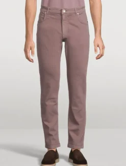 Stretch Denim Slim-Fit Pants