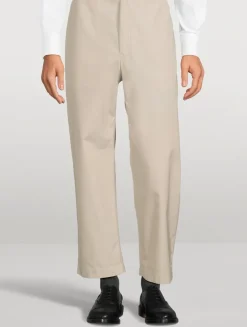 Typewriter Cloth Unconstructed Straight-Leg Pants