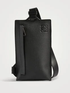 Vertical T Soft Grained Leather Pocket Bag