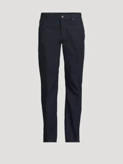 Washed Twill Slim Straight Pants