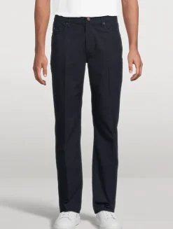 Washed Twill Slim Straight Pants