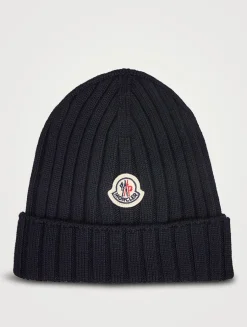 Wool Ribbed Knit Beanie
