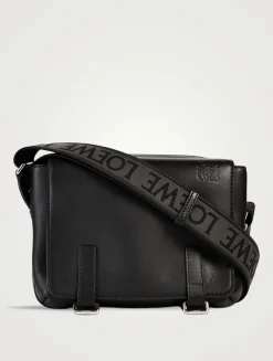 XS Leather And Jacquard Military Messenger Bag