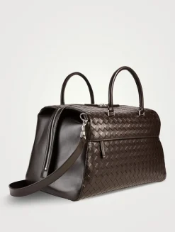 Zip Tape Leather Weekender Bag